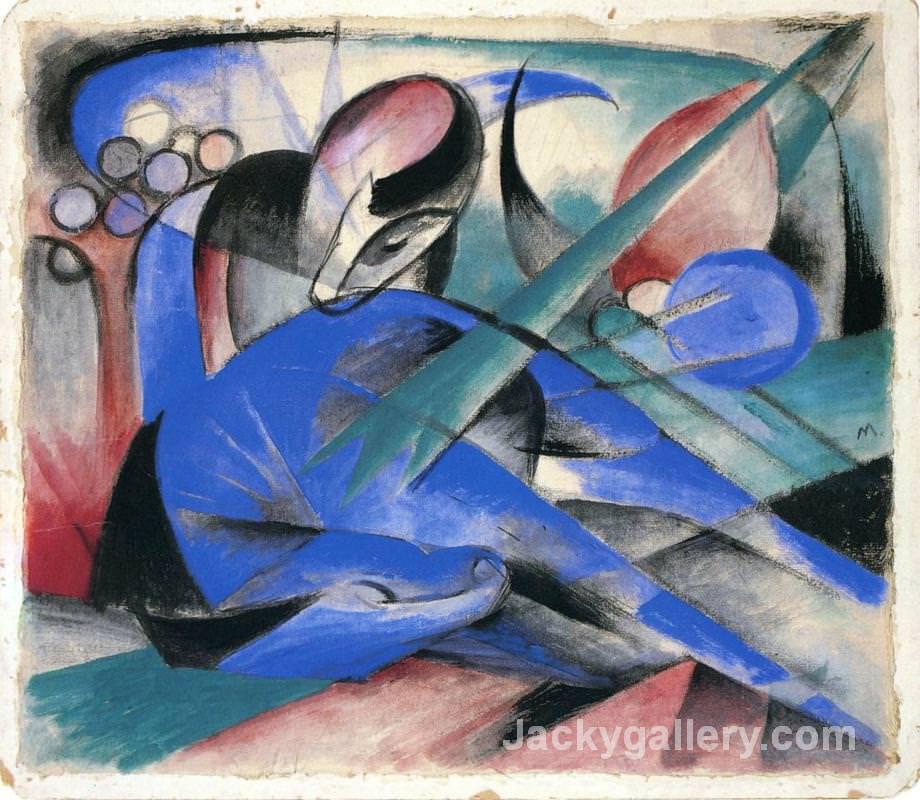 Horse Asleep by Franz Marc paintings reproduction